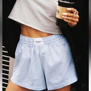 Princess Polly Early Riser Sleep Shorts Blue Stripe US 2 NWT